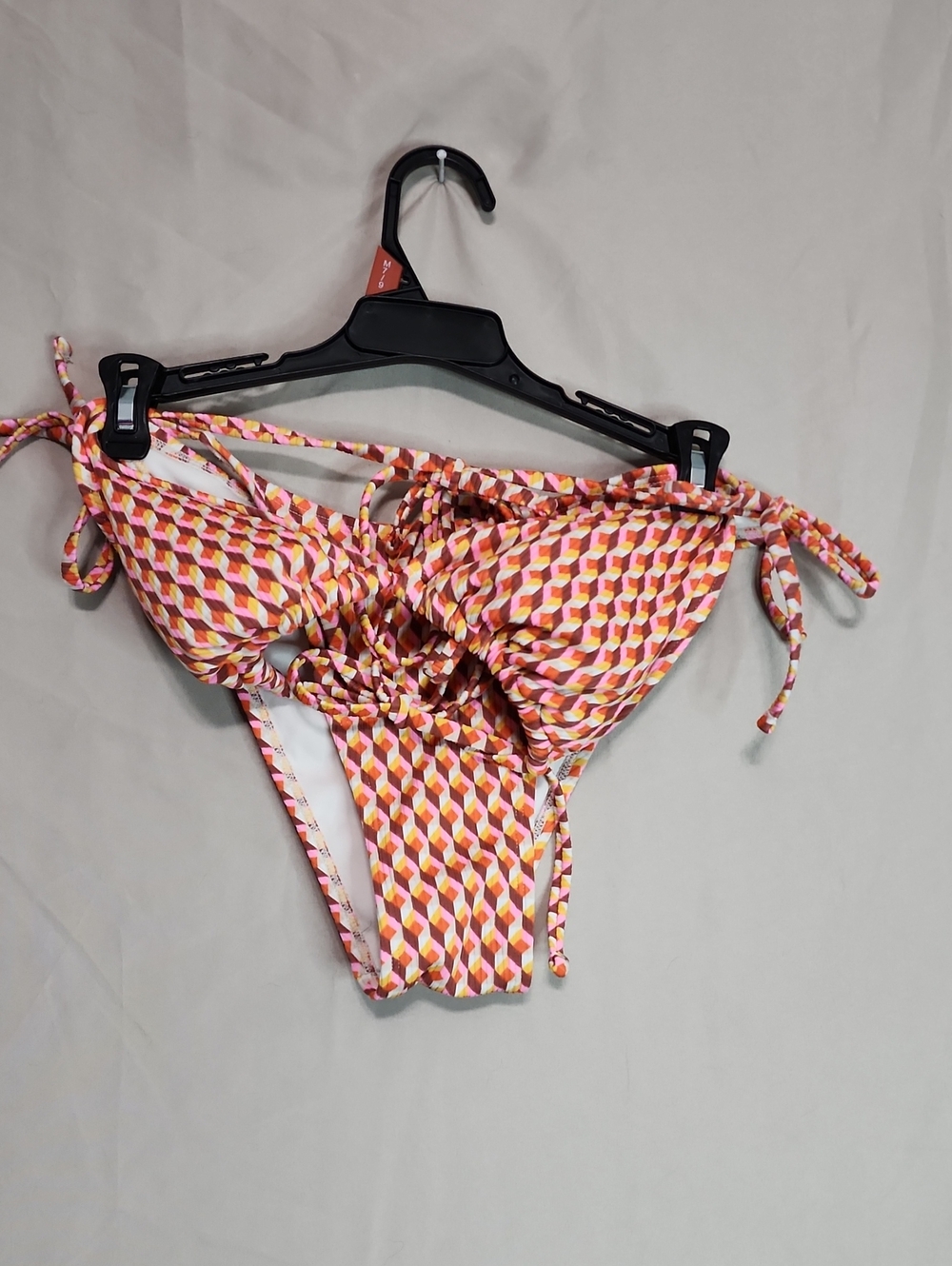 wild fable Pink Orange Yellow Geometric Tie-Side Bikini